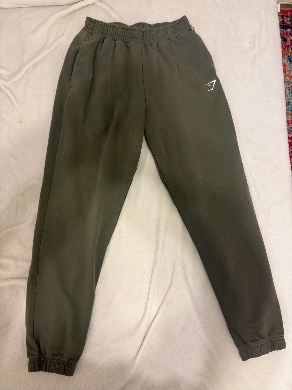 Gymshark Olive Sweat Joggers with White Logo